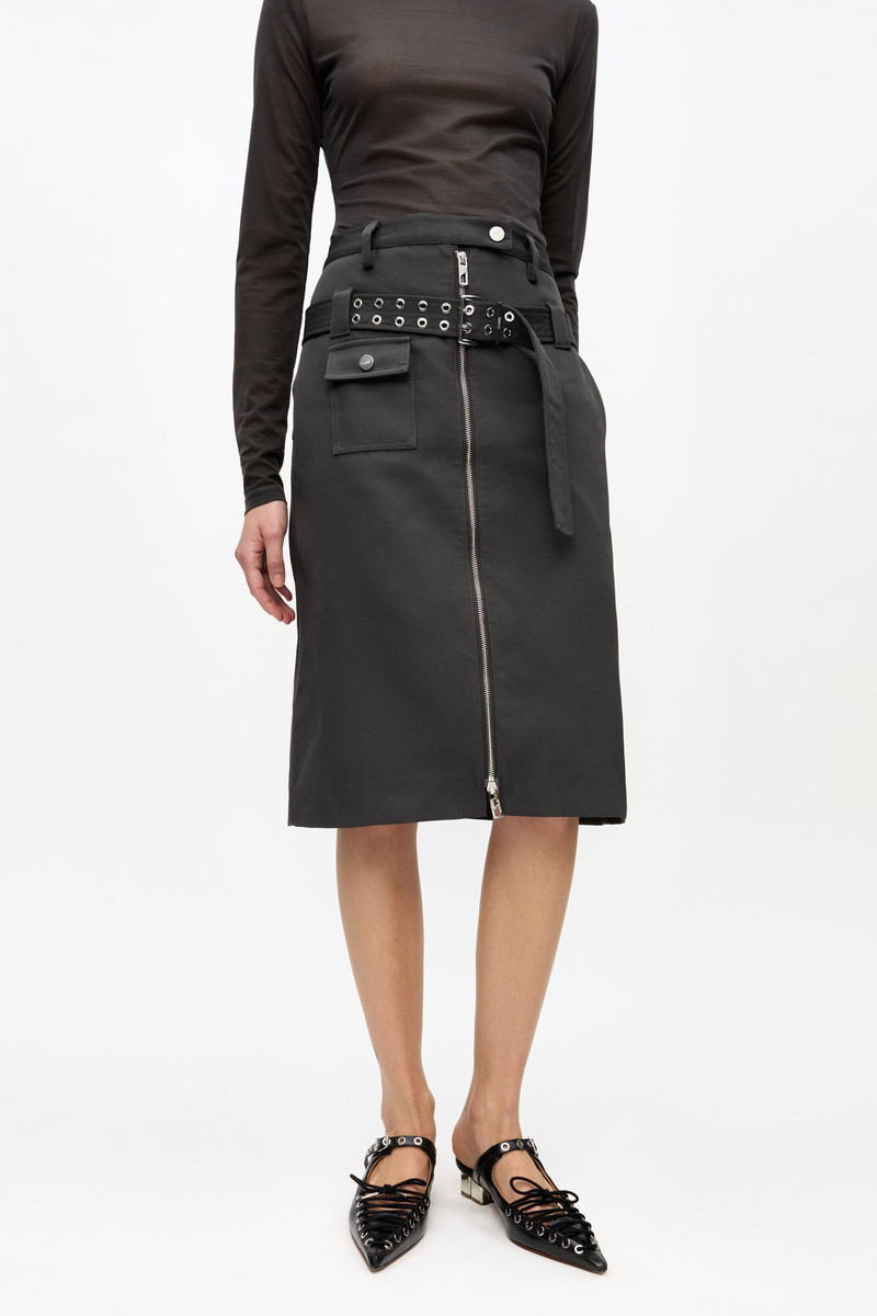 BLACK HEAVY TWILL MIDI SKIRT 3