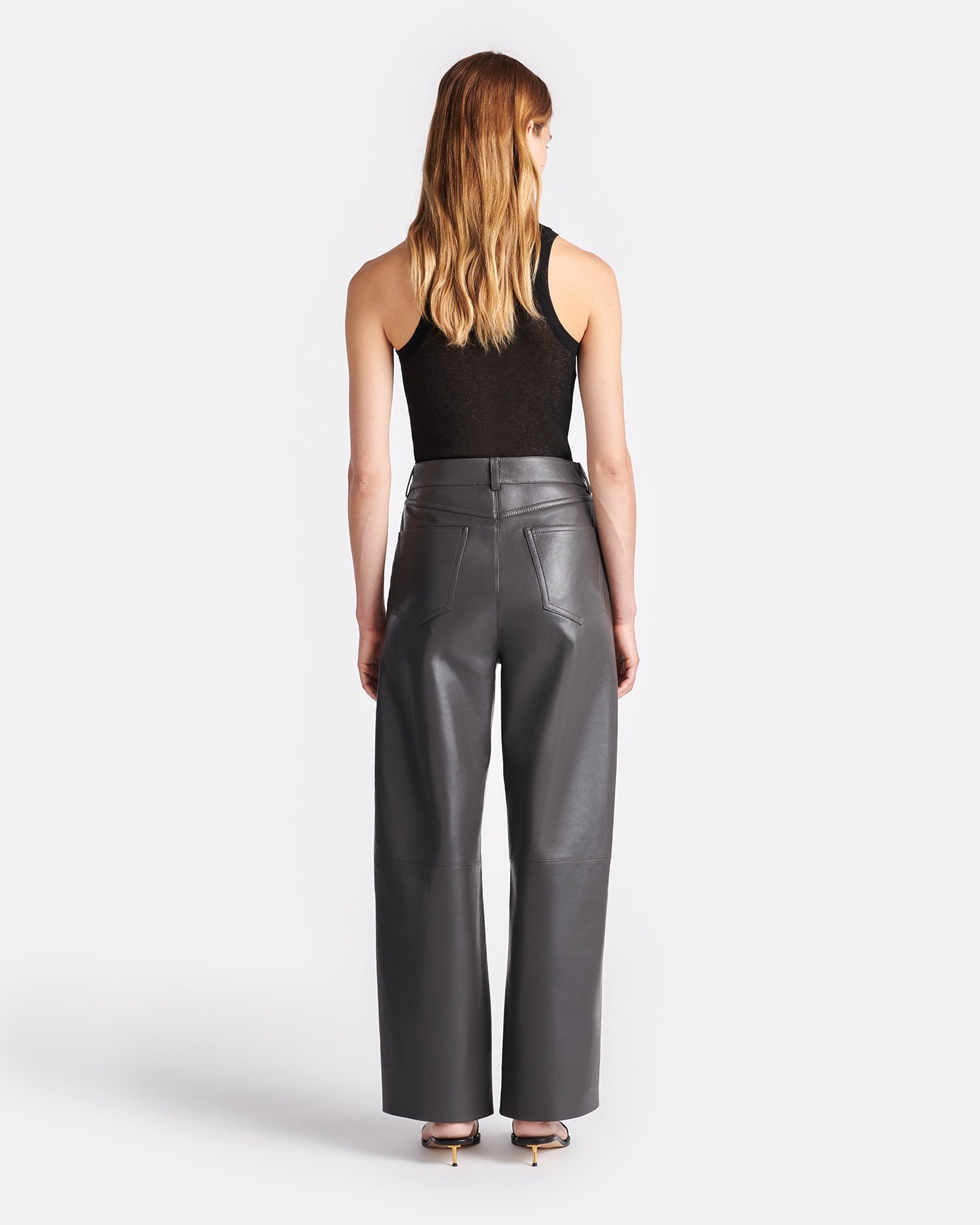 Regenerated Leather Barrel-Leg Pants - 2