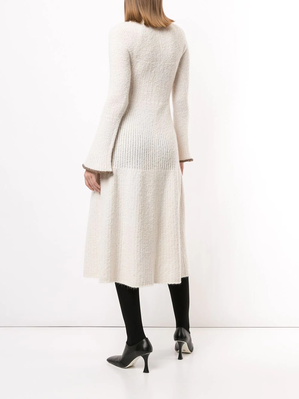 bell sleeve knitted midi dress - 4