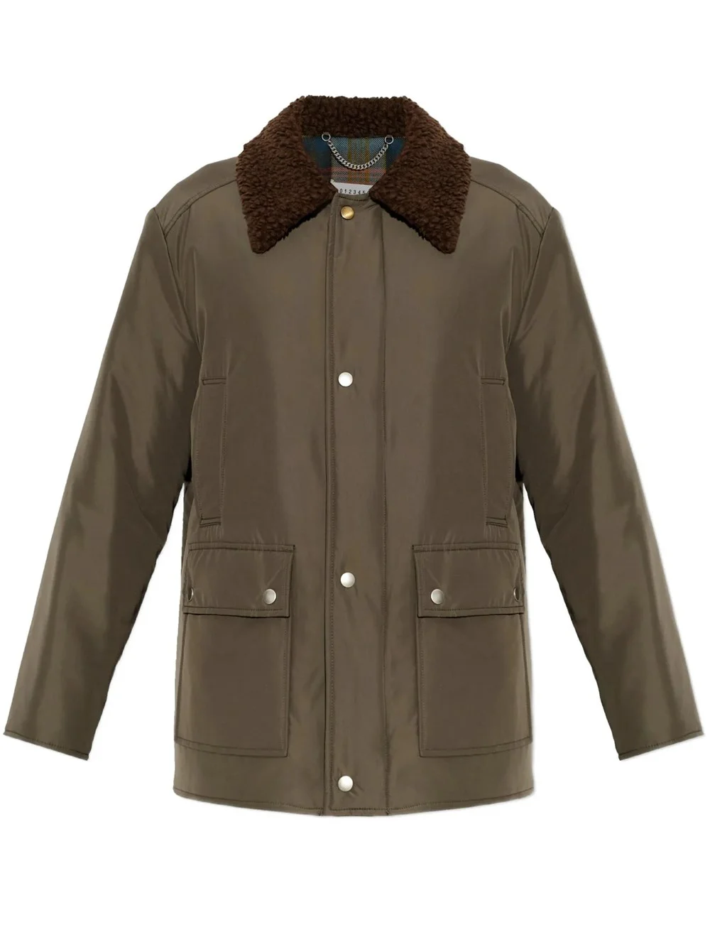 Padded Jacket with Shearling Collar - 1