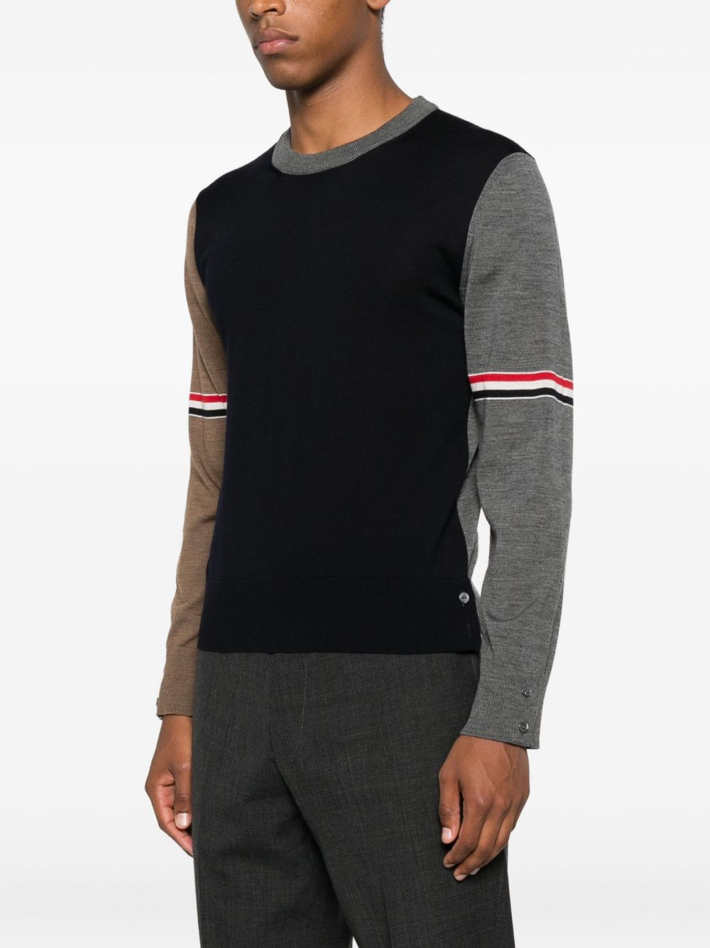 panelled wool sweater - 3