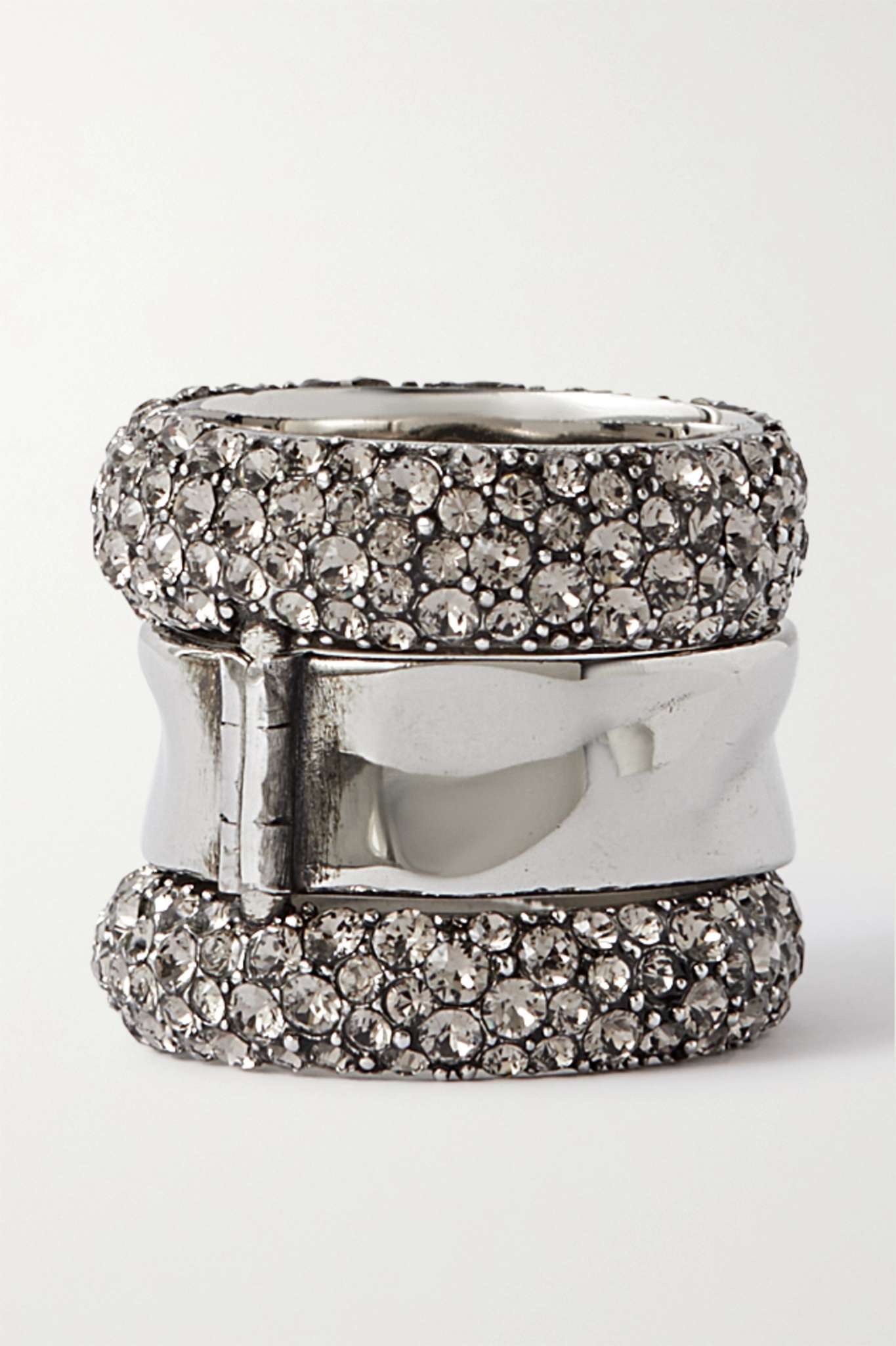 Silver-tone crystal ring - 3