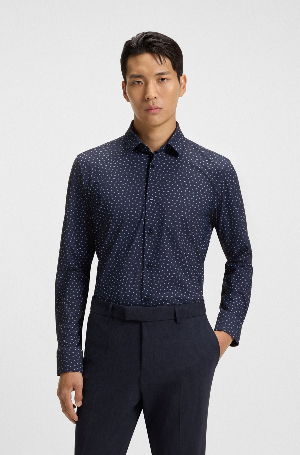 SLIM-FIT SHIRT IN PRINTED PERFORMANCE-STRETCH JERSEY - 2