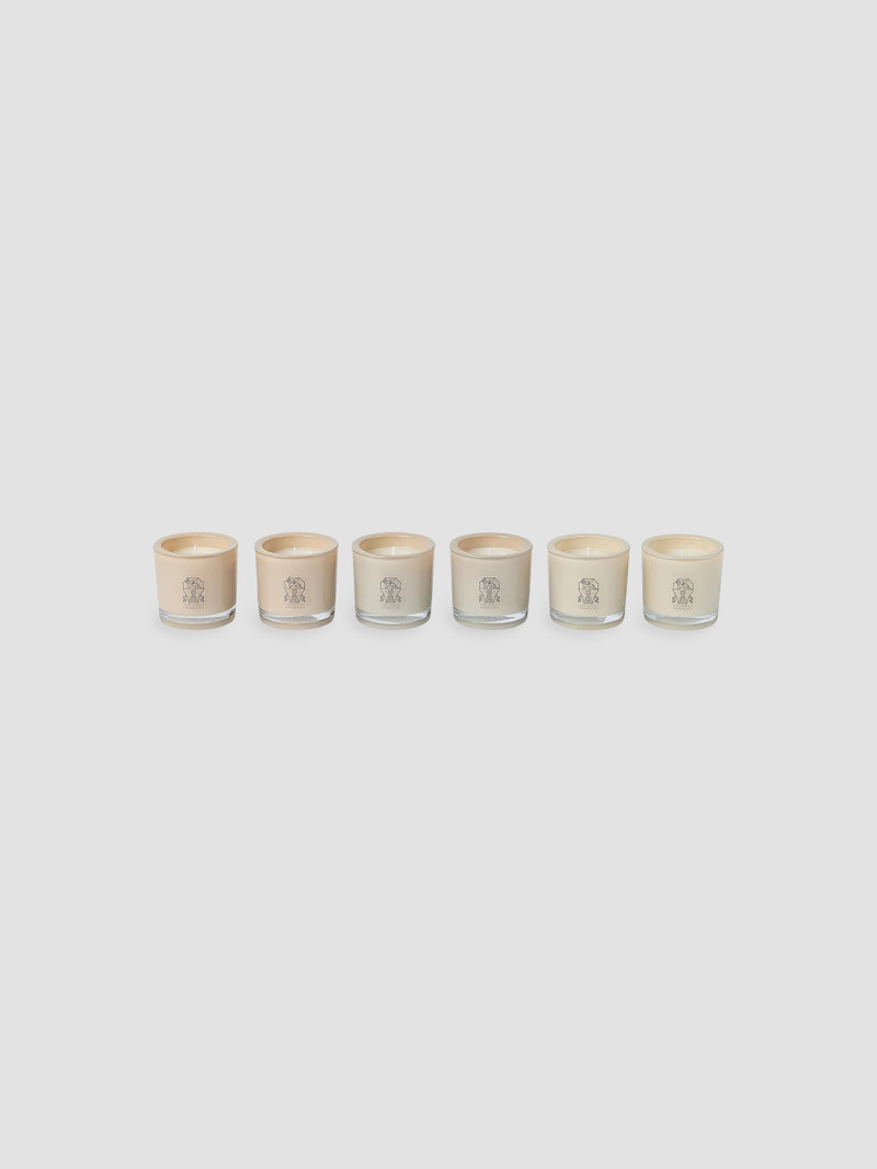Set of Six Place Card Candles in Glass Holders with Logo - Sand 1
