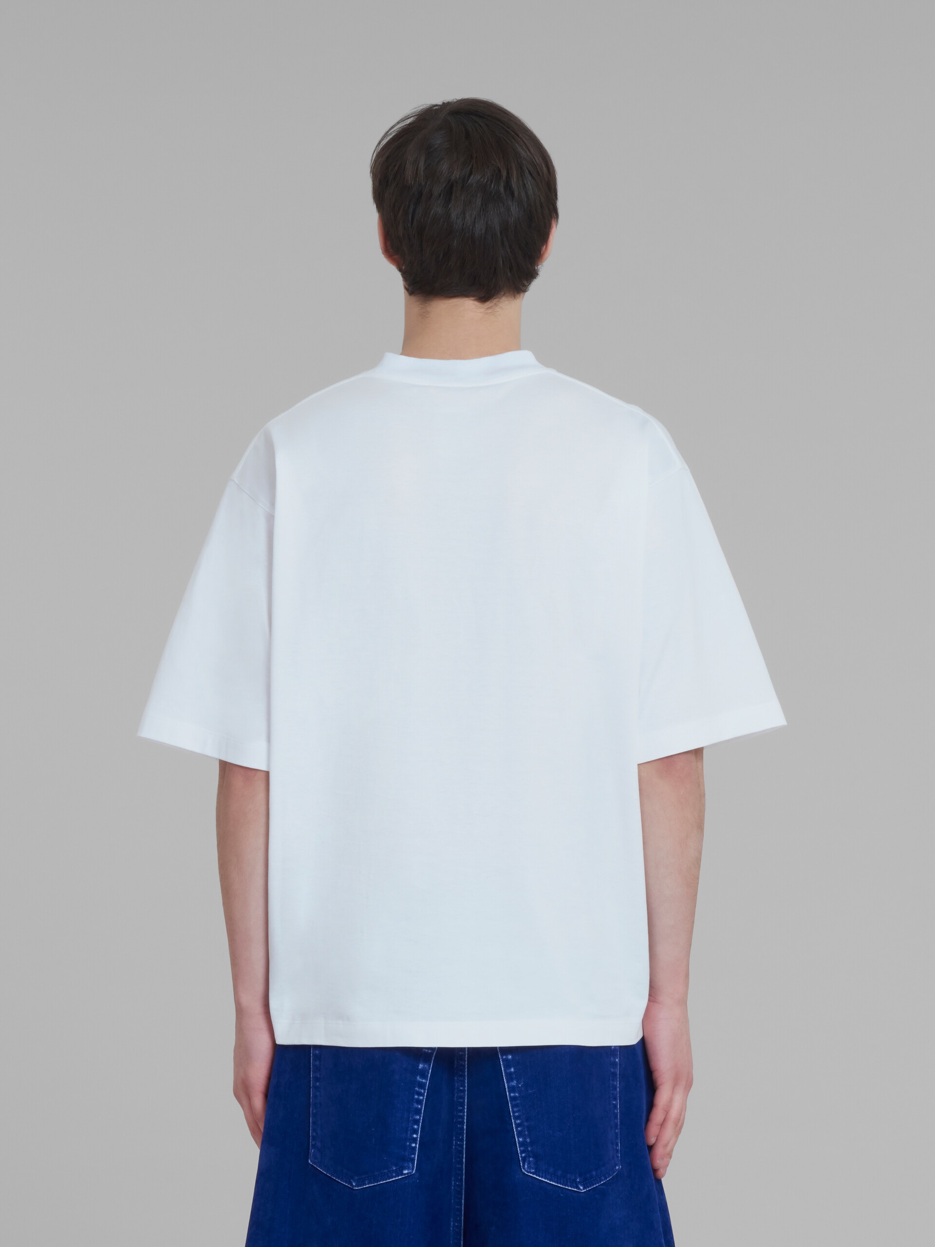WHITE COTTON T-SHIRT WITH MARNI WHIRL PRINT - 3