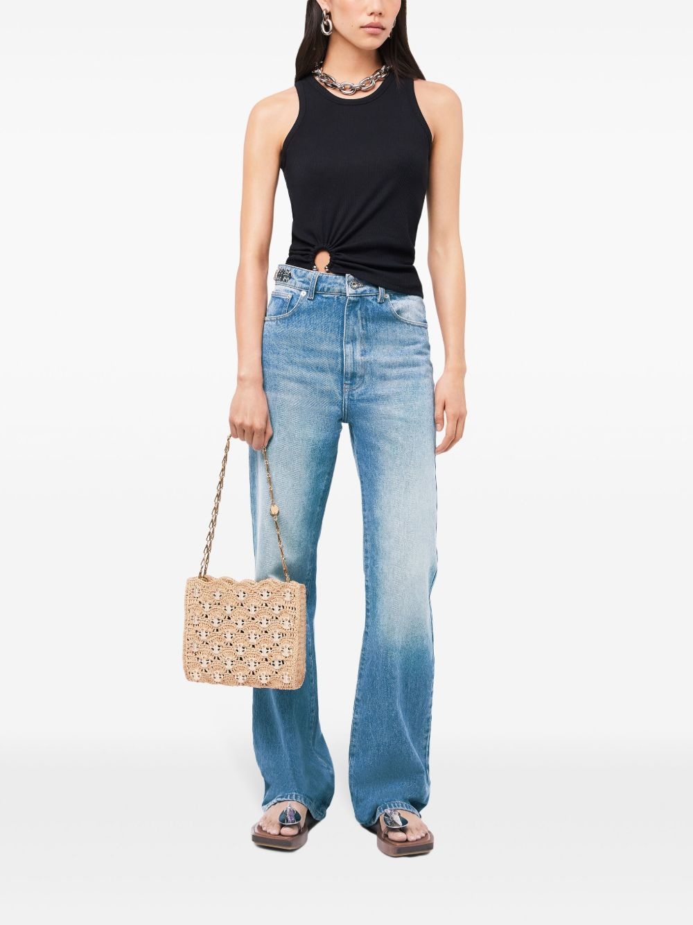 asymmetric gathered-detail tank top - 2