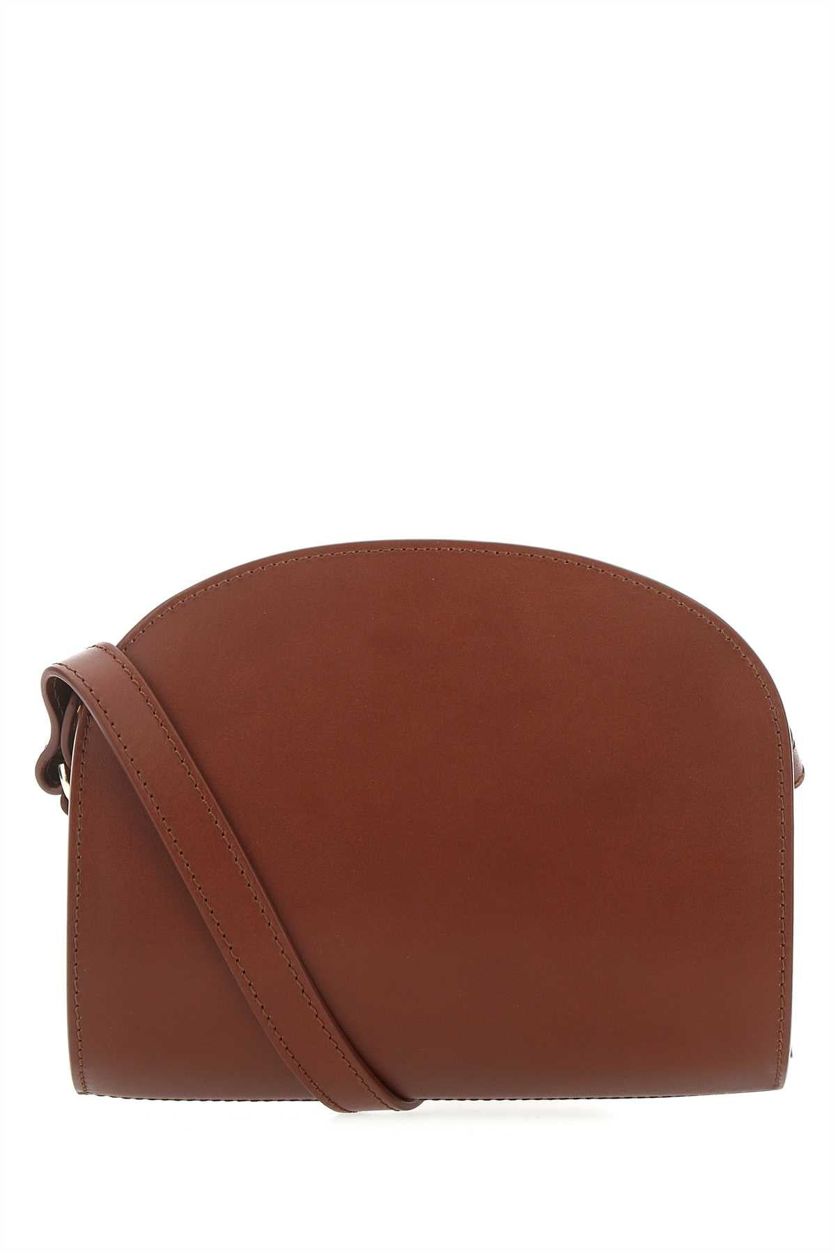 A.P.C. Women Caramel Leather Mini Demi Lune Shoulder Bag - 3