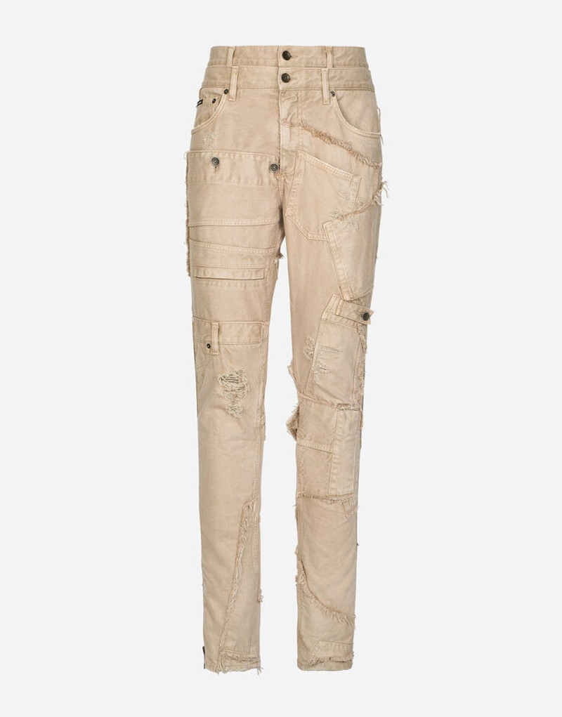 Overdyed patchwork denim jeans 1