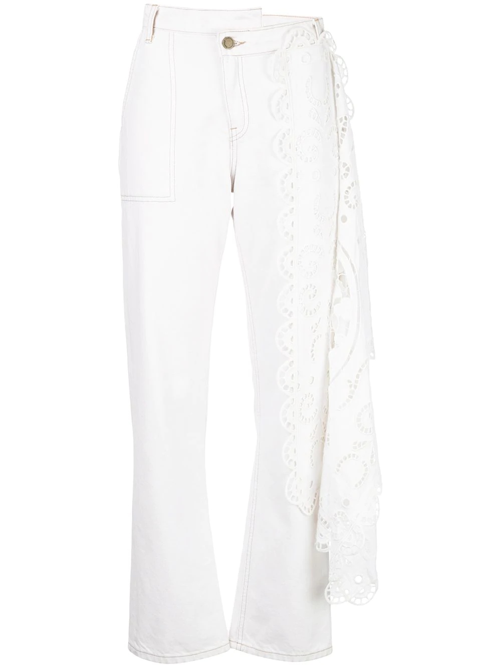 high-waist lace detail trousers - 1