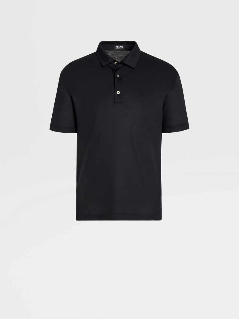 NAVY BLUE HIGH PERFORMANCE™ WOOL POLO SHIRT - 1