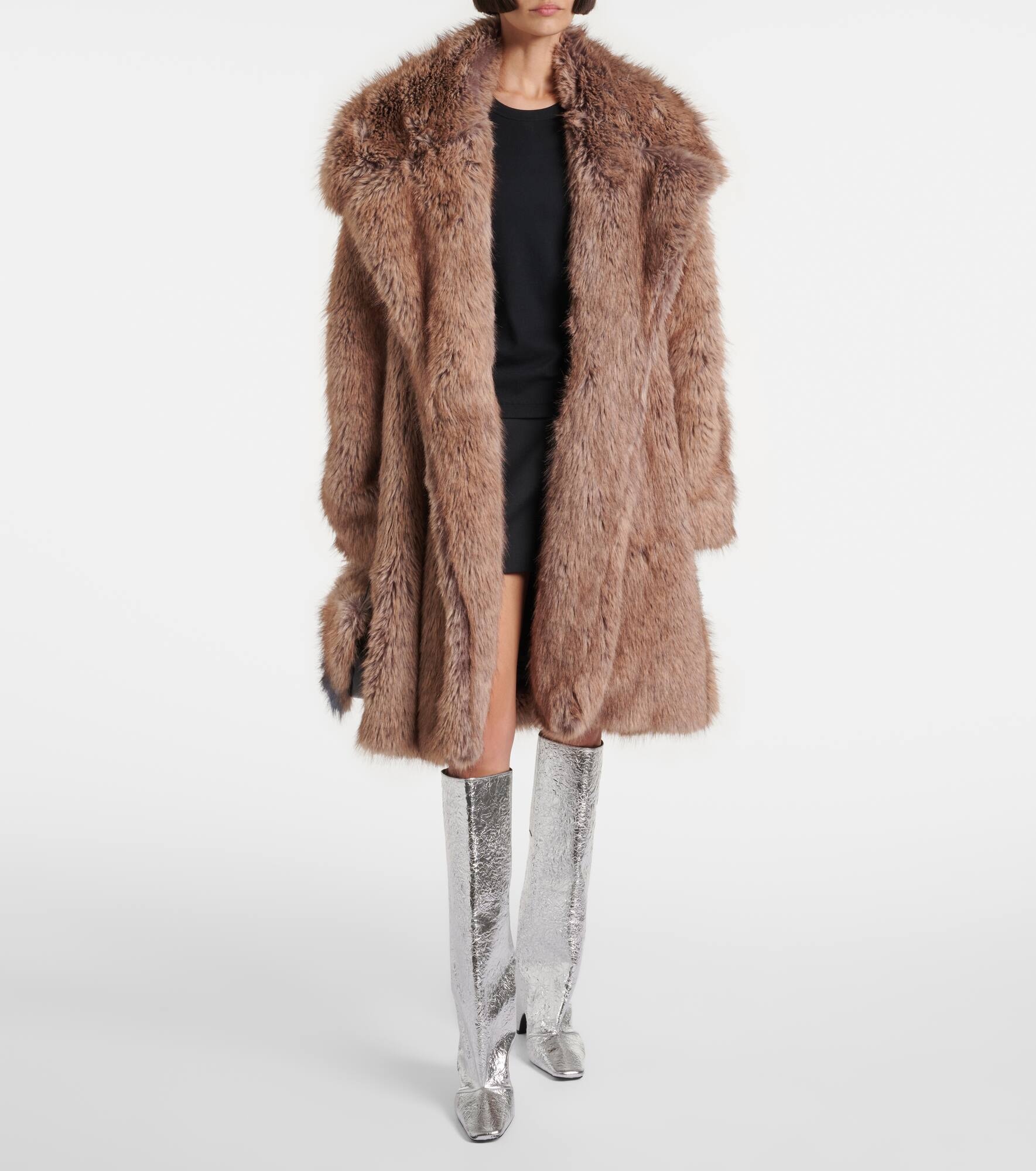 Belted faux fur coat - 6