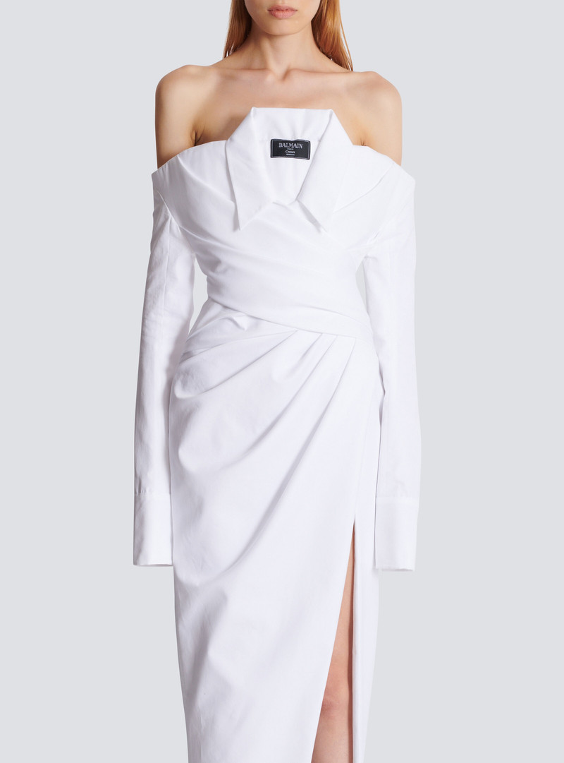 Long-sleeved poplin bustier dress 5