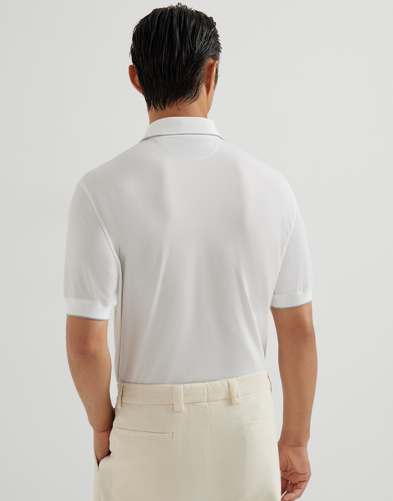 Brunello Cucinelli Techno piqué polo shirt with half zip outlook