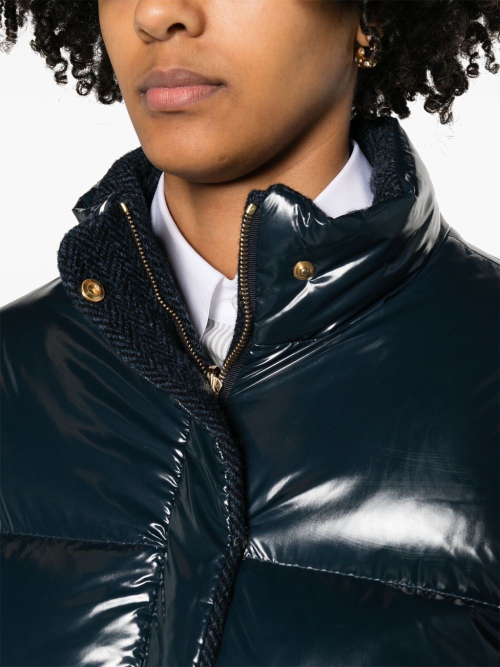 herringbone reversible down jacket - 5