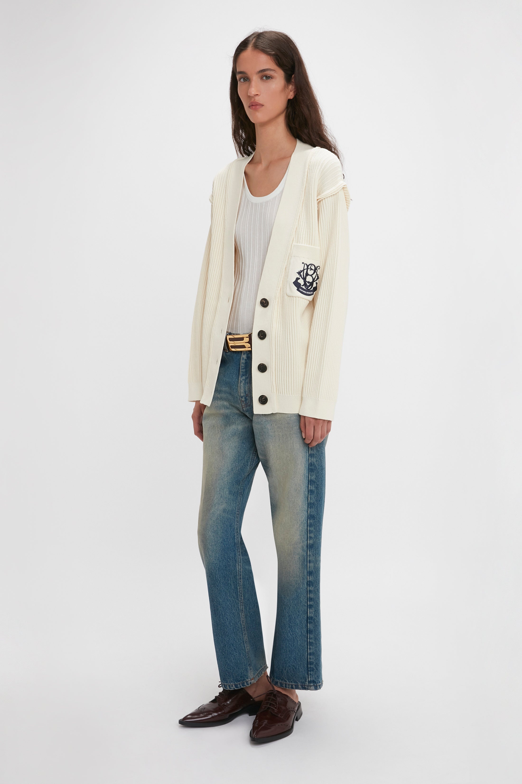 Relaxed Fit Cardigan In Natural - 5