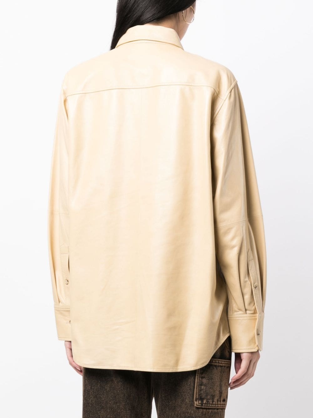 long-sleeve leather shirt - 4