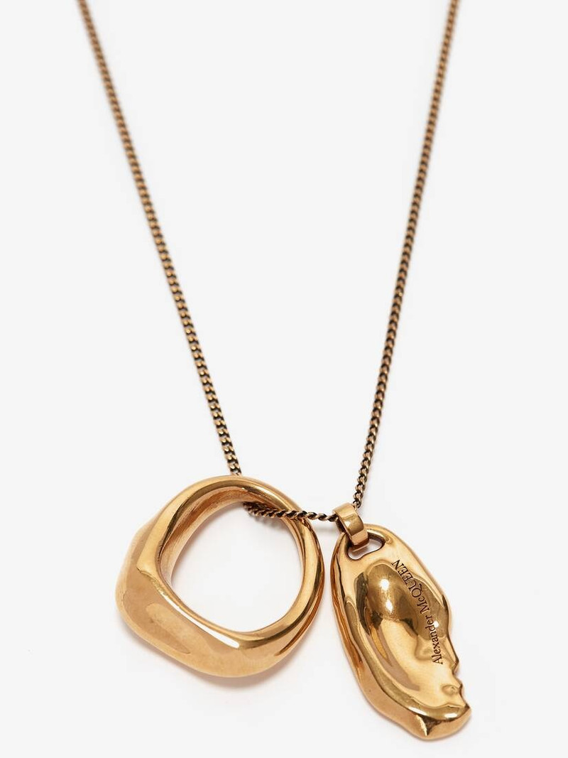 Alexander McQueen Molten Long Necklace in Antique Gold outlook