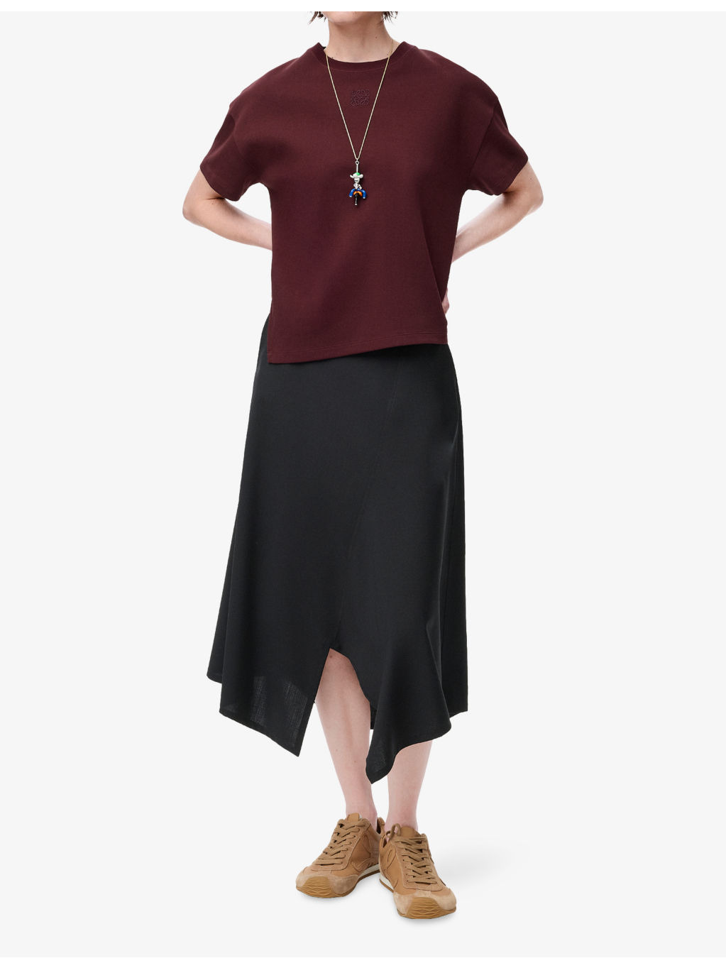 Logo-Embroidered Asymmetric-Hem Cotton-Blend T-Shirt - 2