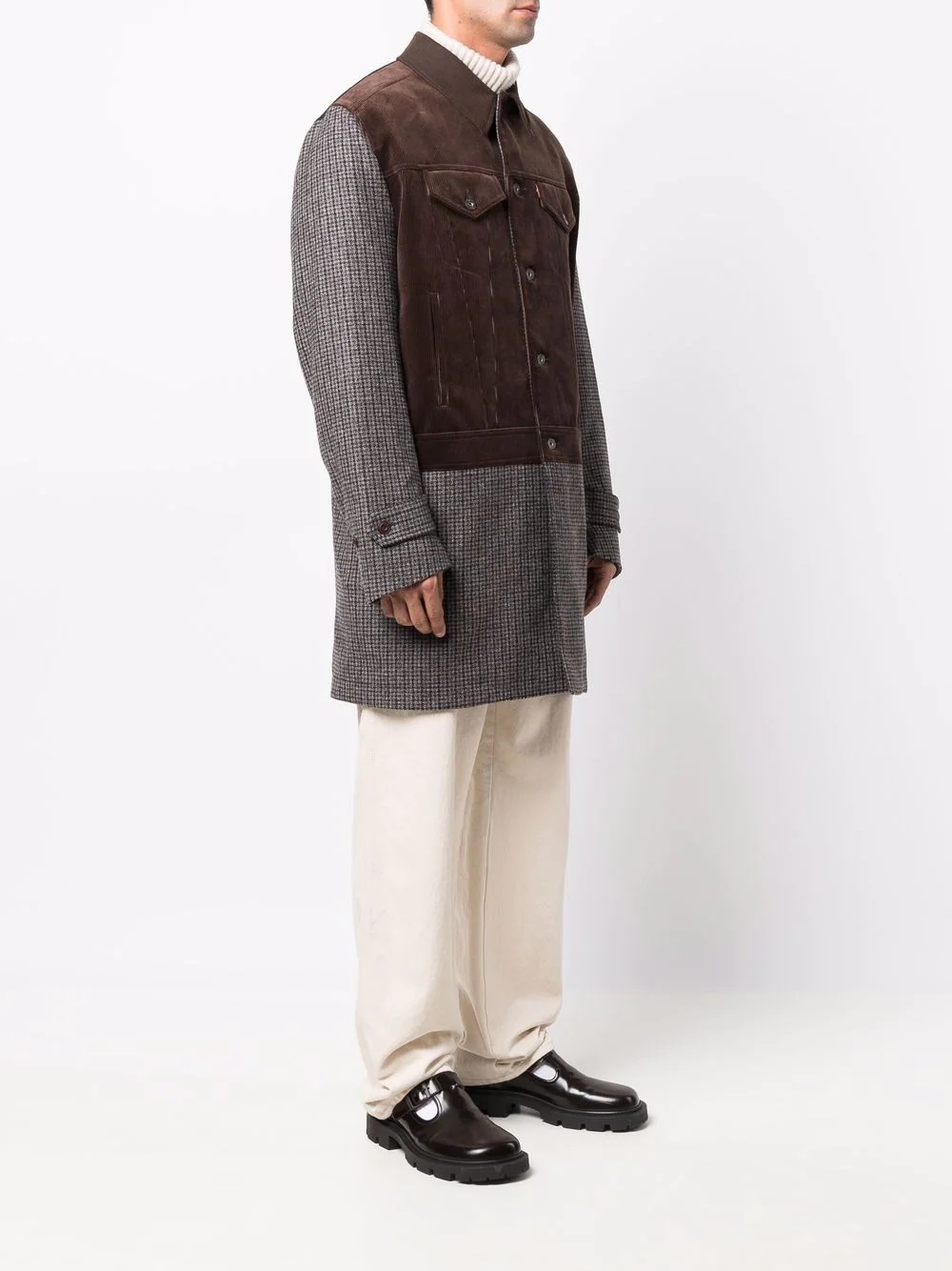 panelled corduroy jacket-coat - 3