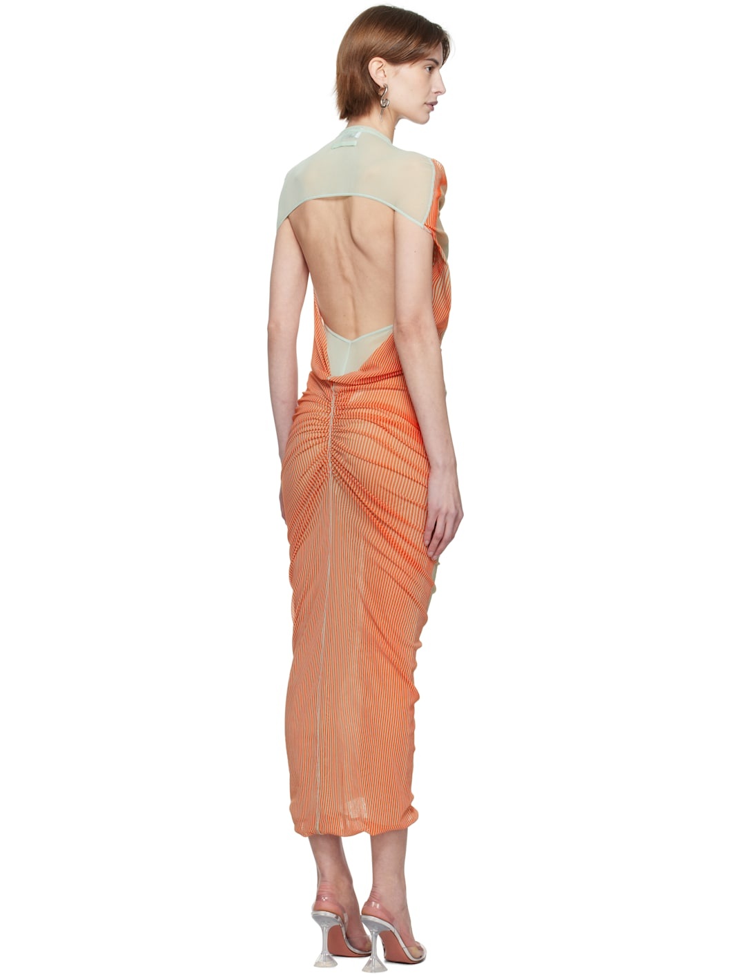 Green & Orange 'The Draped Body Morphing' Maxi Dress - 3