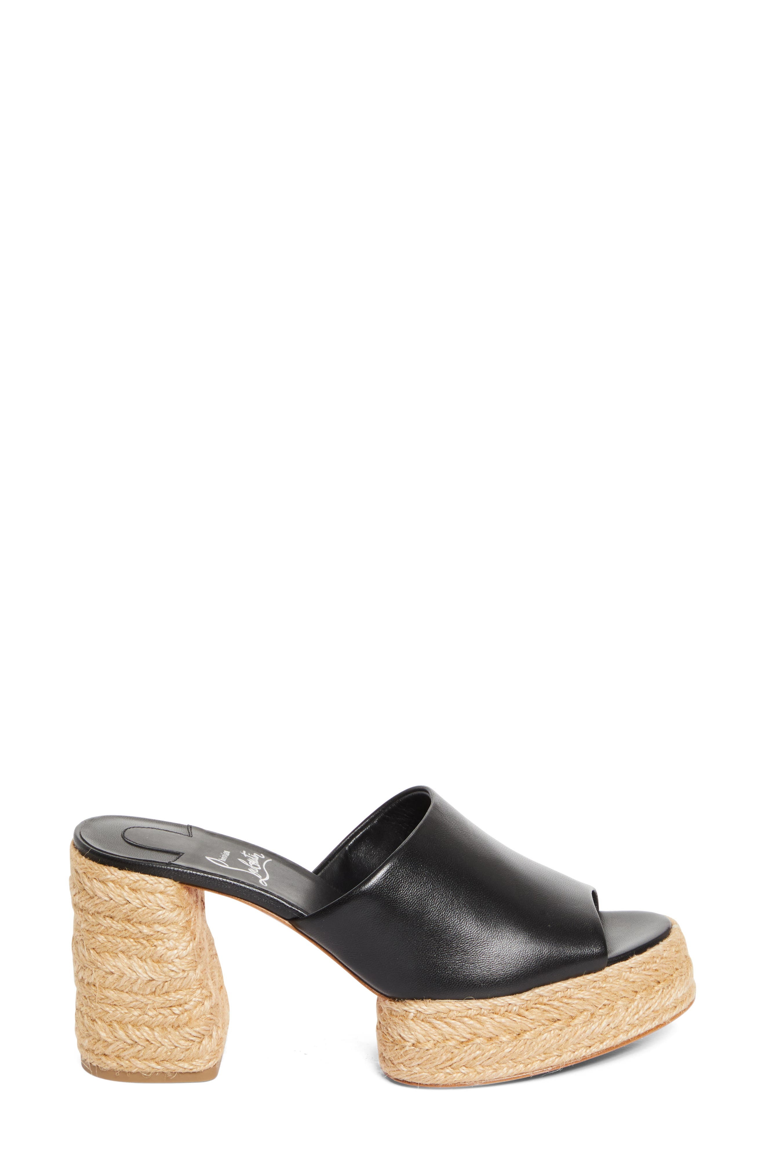 Christian Louboutin Calakala Espadrille Platform Slide Sandal in Black/Lin Black at Nordstrom - 3