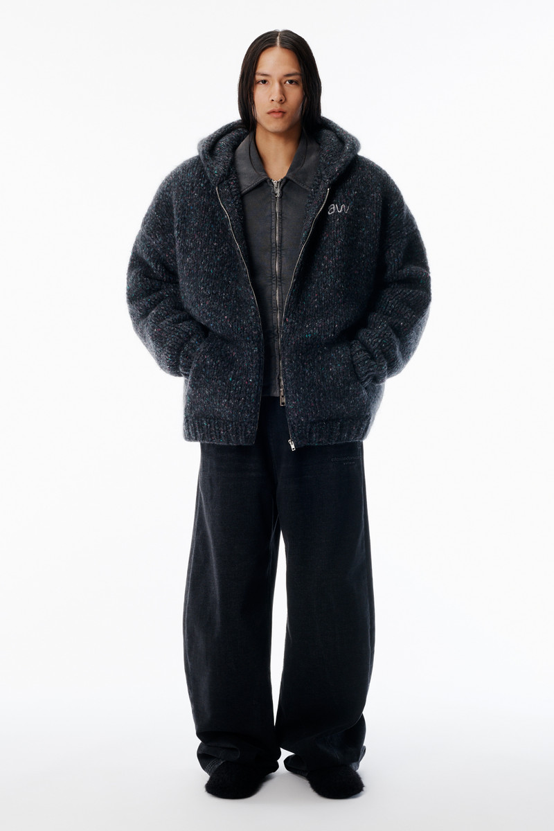 Alexander Wang Black Oversized Hoodie with Hand-Crochet Logo outlook