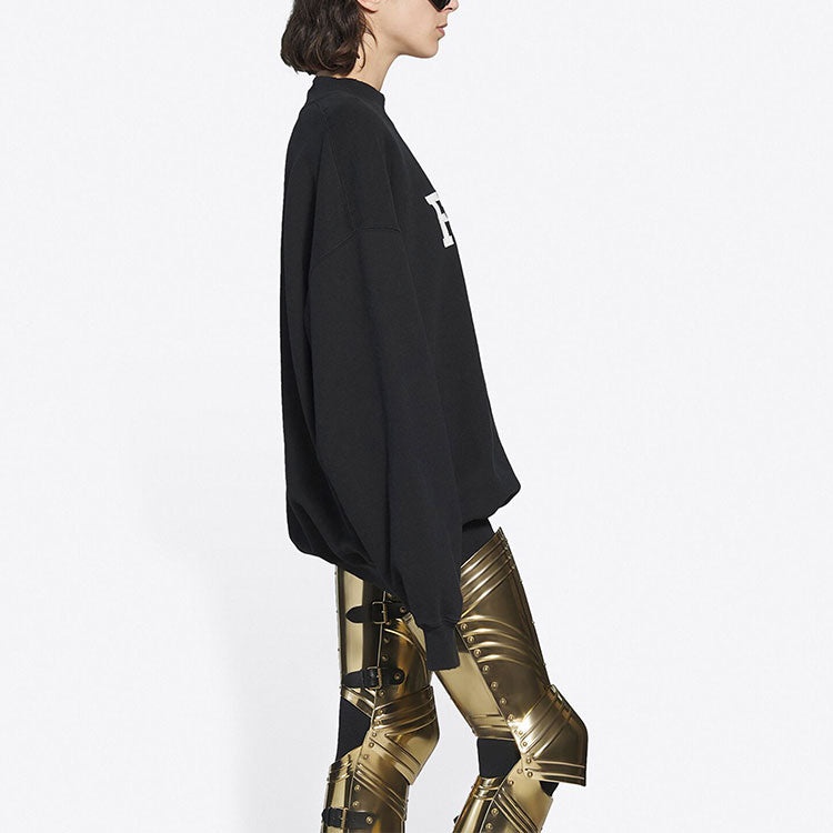 Balenciaga Unisex FW21 Free Printing Round-neck Sweatshirt Black 652981TKVD41070 - 6