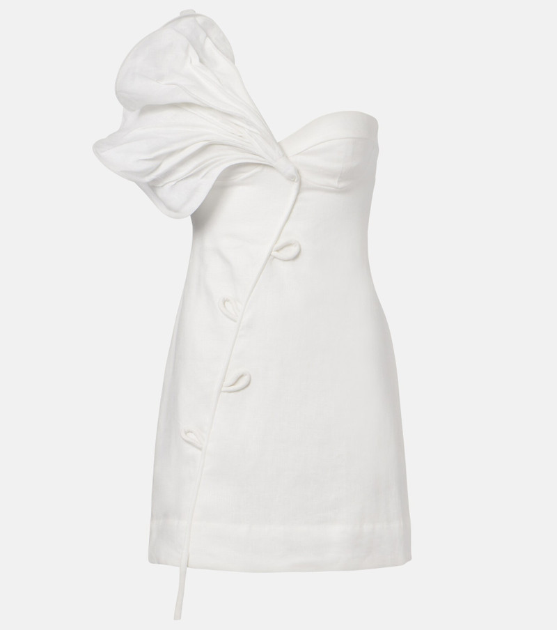 Floral-appliqué linen minidress 1