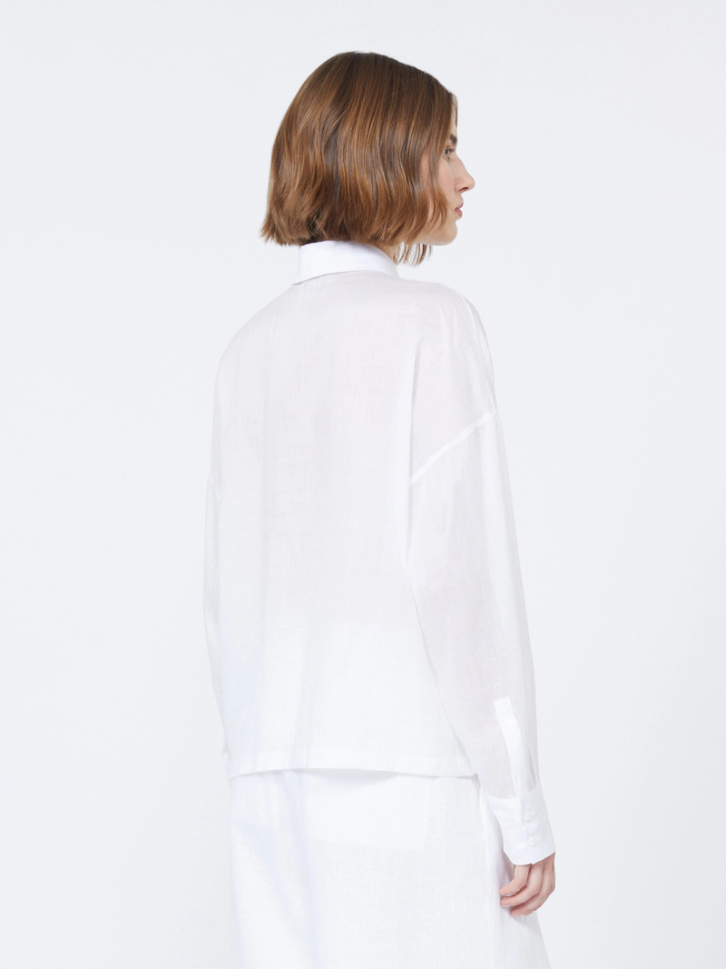 CALI Embroidered ramie canvas boxy shirt - WHITE 4