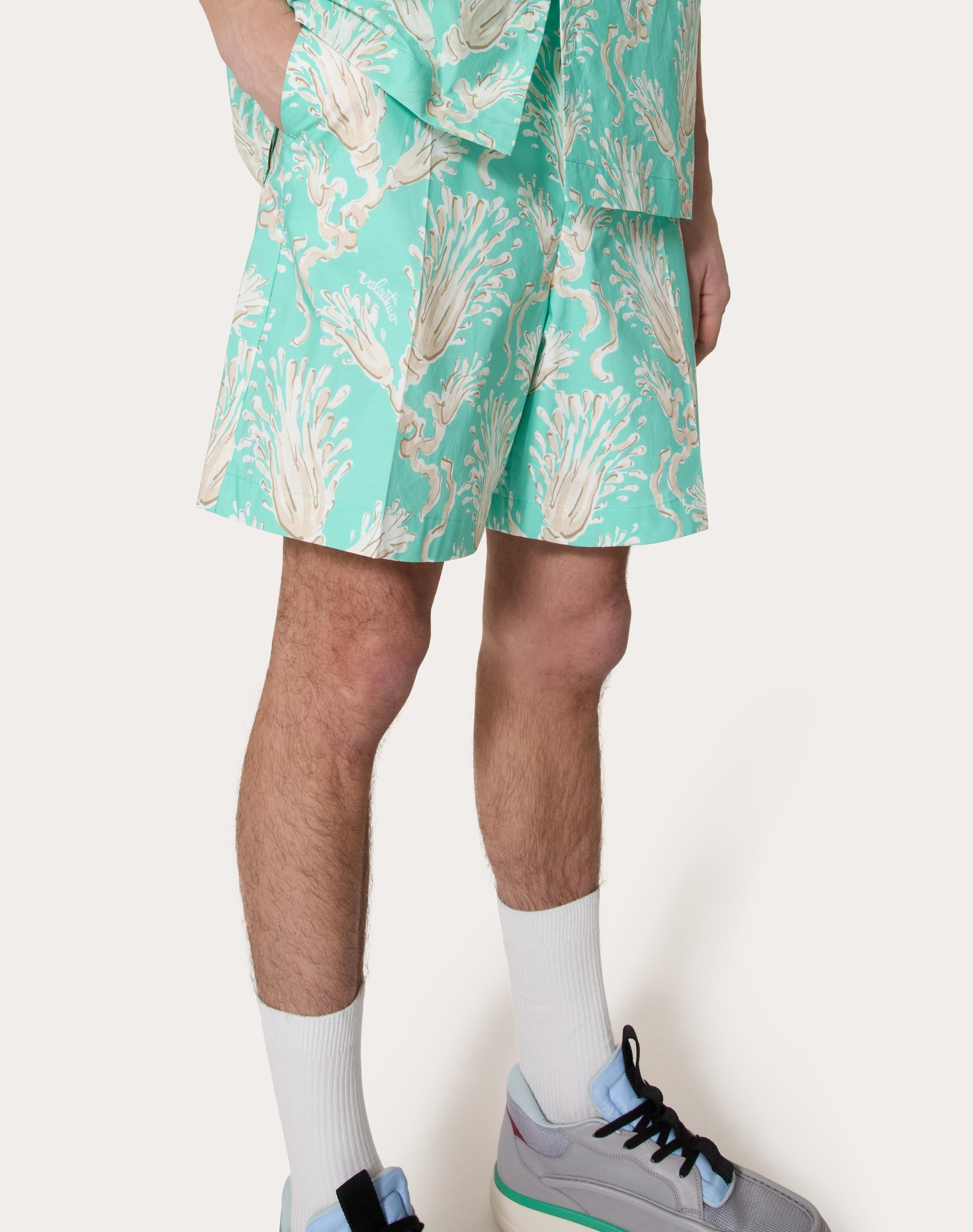 COTTON POPLIN BERMUDA SHORTS WITH METAMORPHOS WHEATSHEAF PRINT - 5
