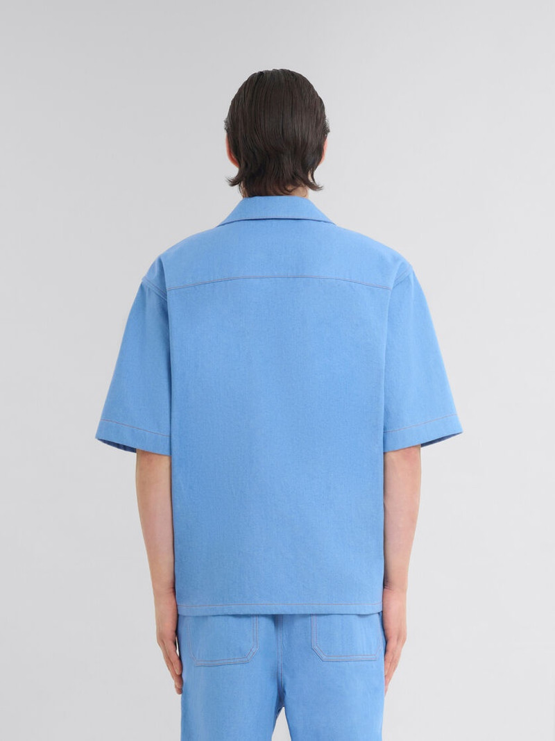 BLUE DENIM BOWLING SHIRT WITH MARNI MENDING LOGO 3