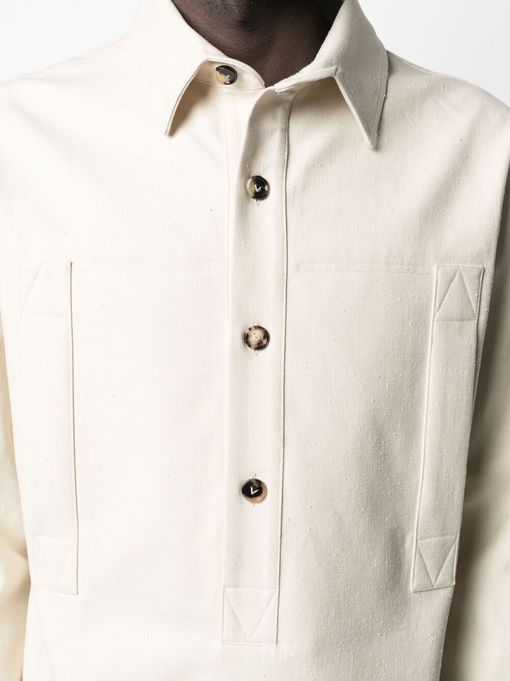 classic-collar cotton-twill shirt - 5