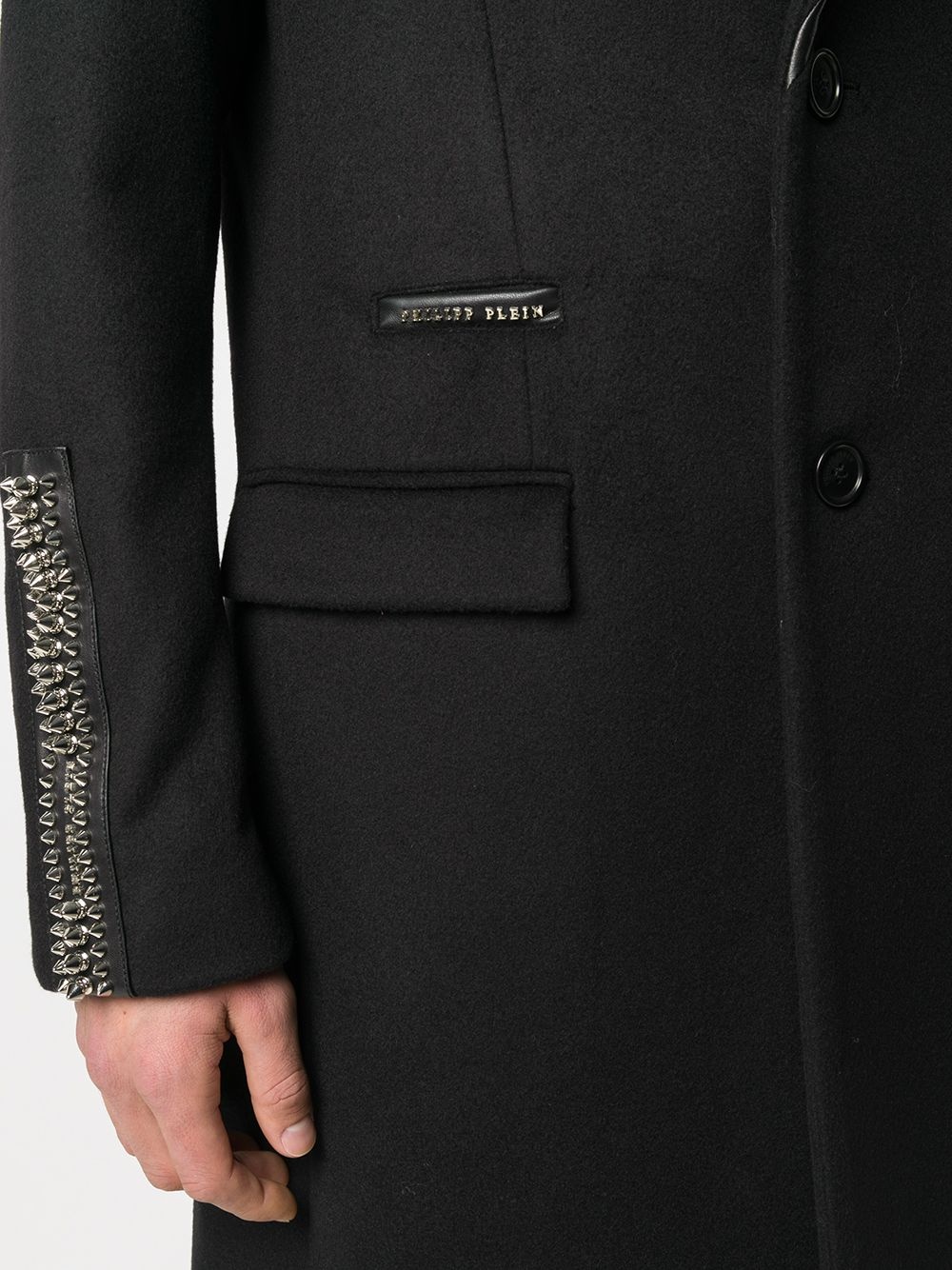 single-breasted studded coat - 5