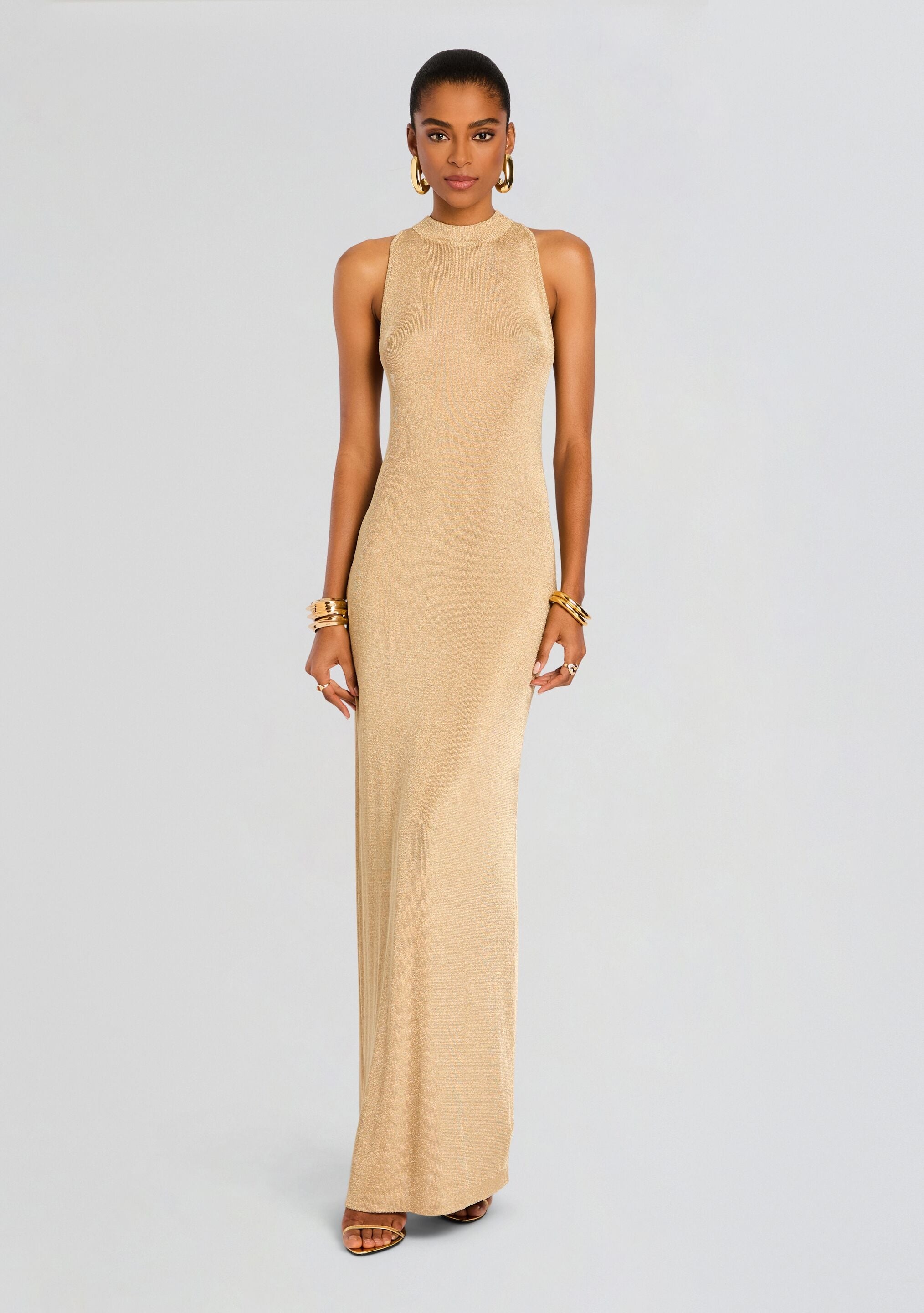 HENNE METALLIC KNIT MAXI DRESS - 5