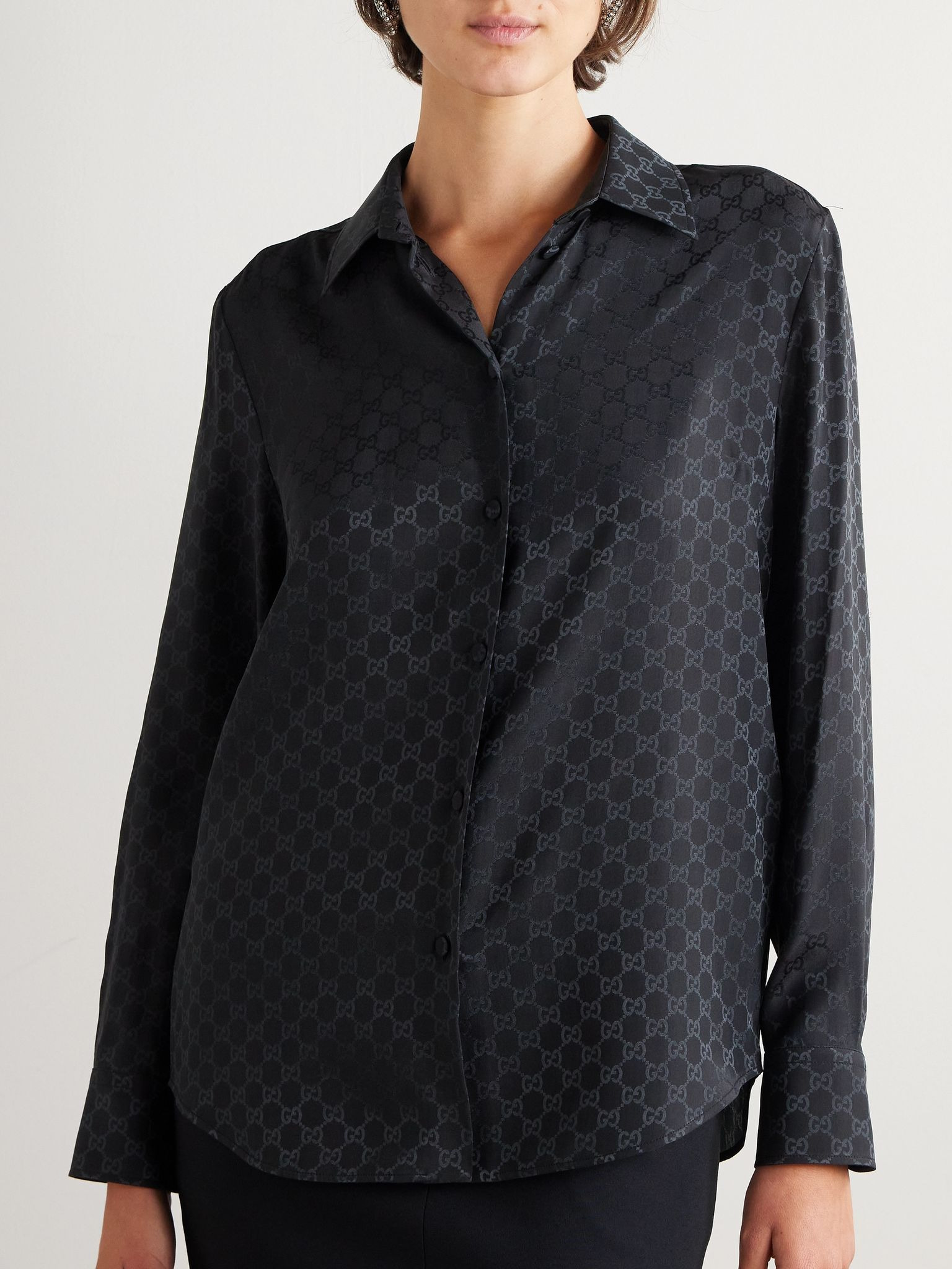 Silk-jacquard shirt Black - 3