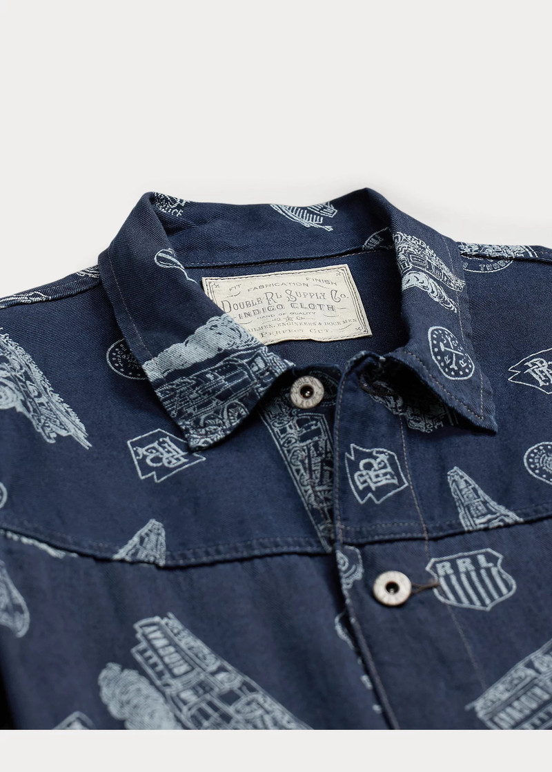 Indigo Railroad-Print Twill Jacket 3