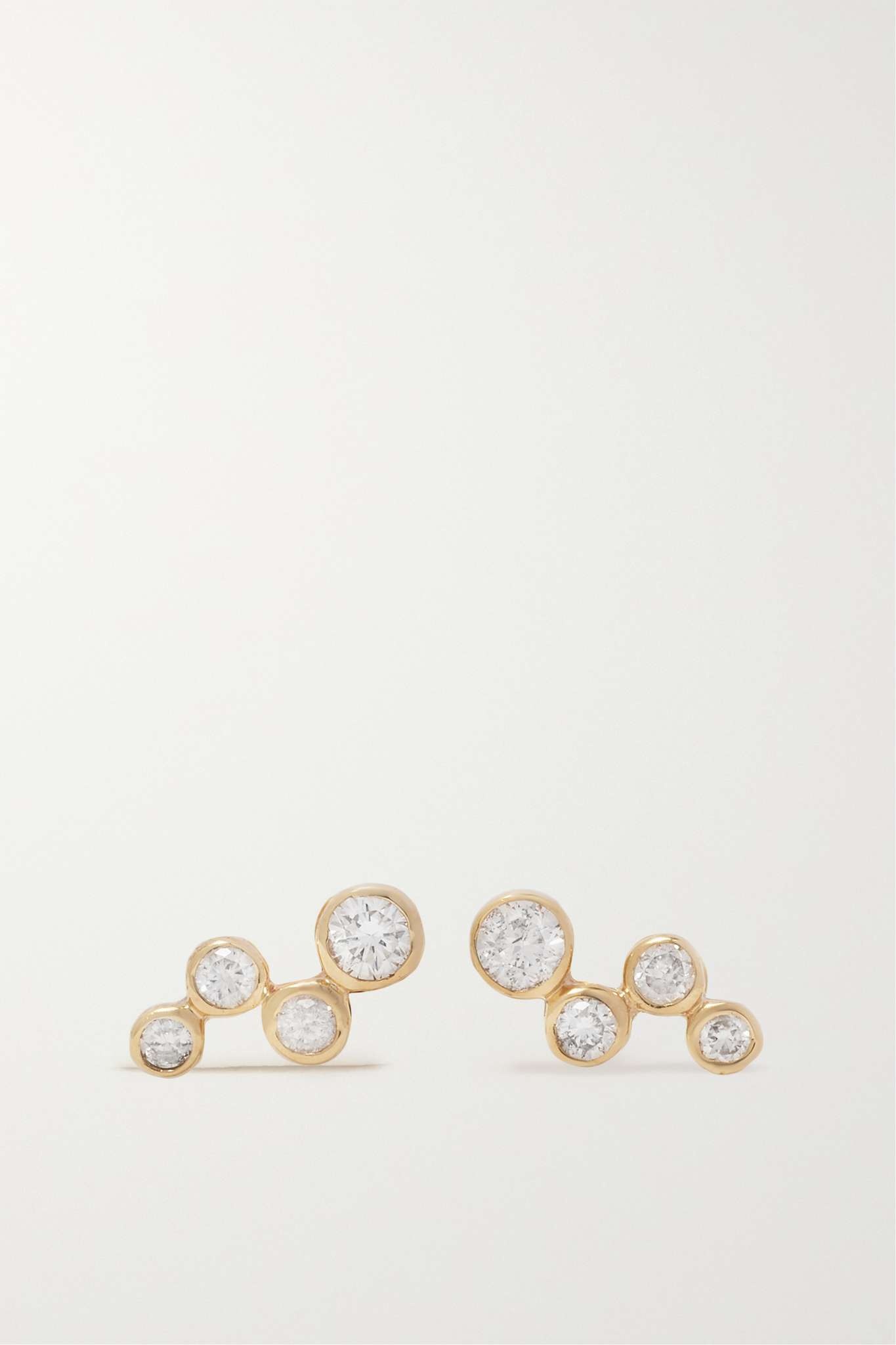 Wave 14-karat gold diamond earrings - 1