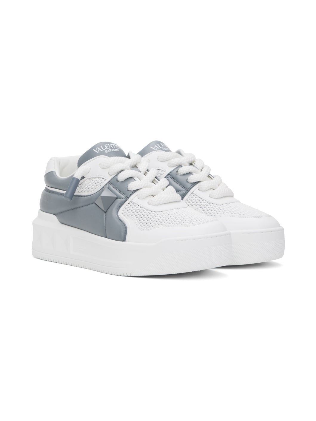 White & Gray One Stud XL Low-Top Sneakers - 4