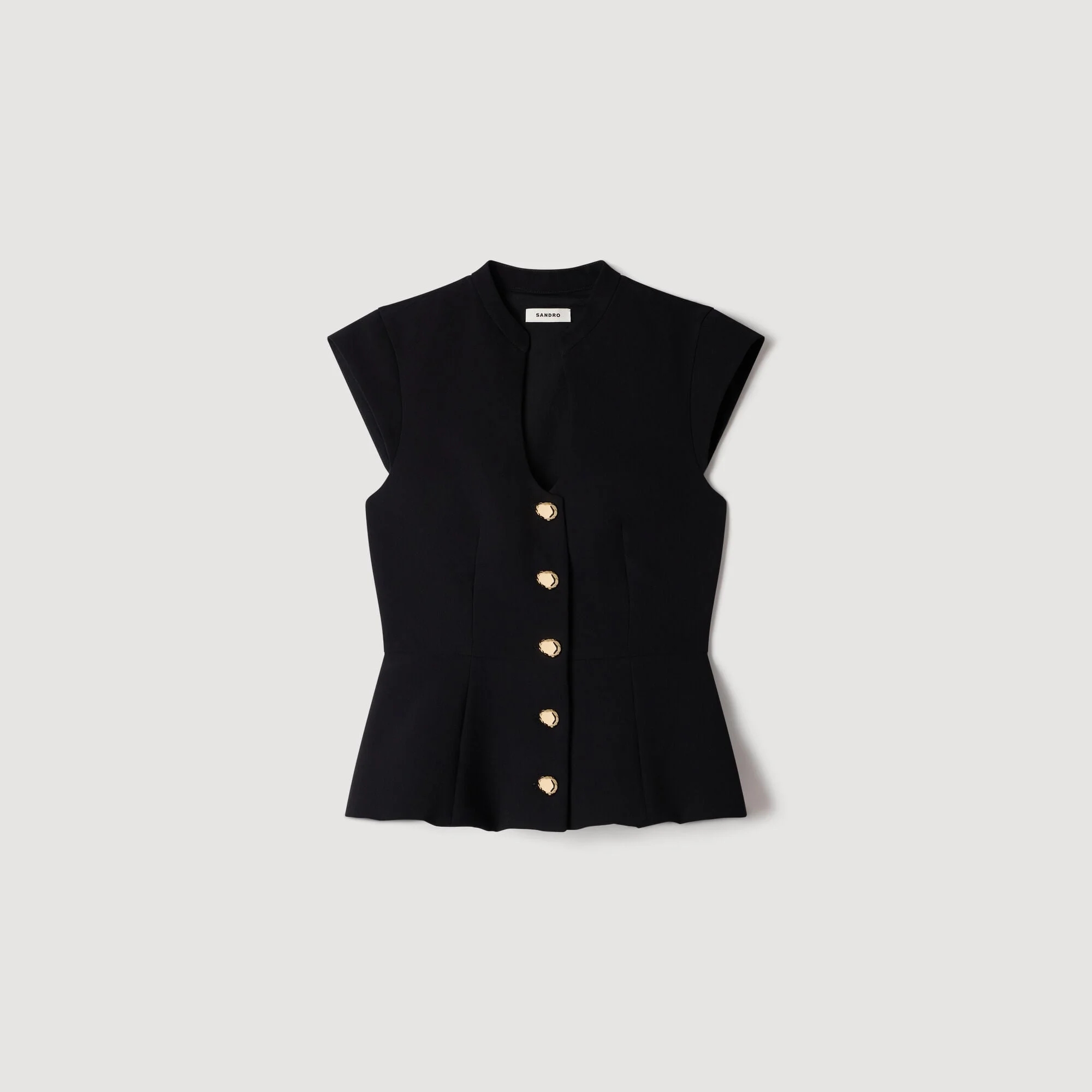 BUTTONED PEPLUM TOP - 1