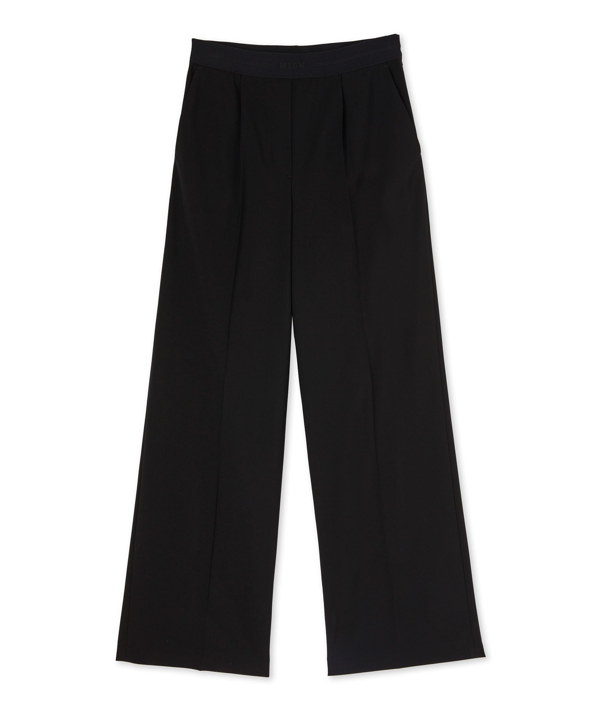 Fresh wool pleated pants with logoed elastic waistband - 1