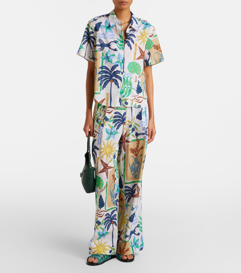 velvet Trixie printed cotton wide-leg pants outlook