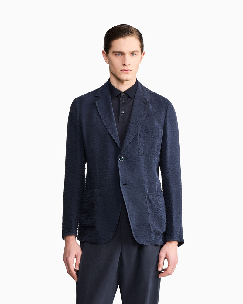GIORGIO ARMANI SINGLE-BREASTED JACKET IN JACQUARD CUPRO outlook