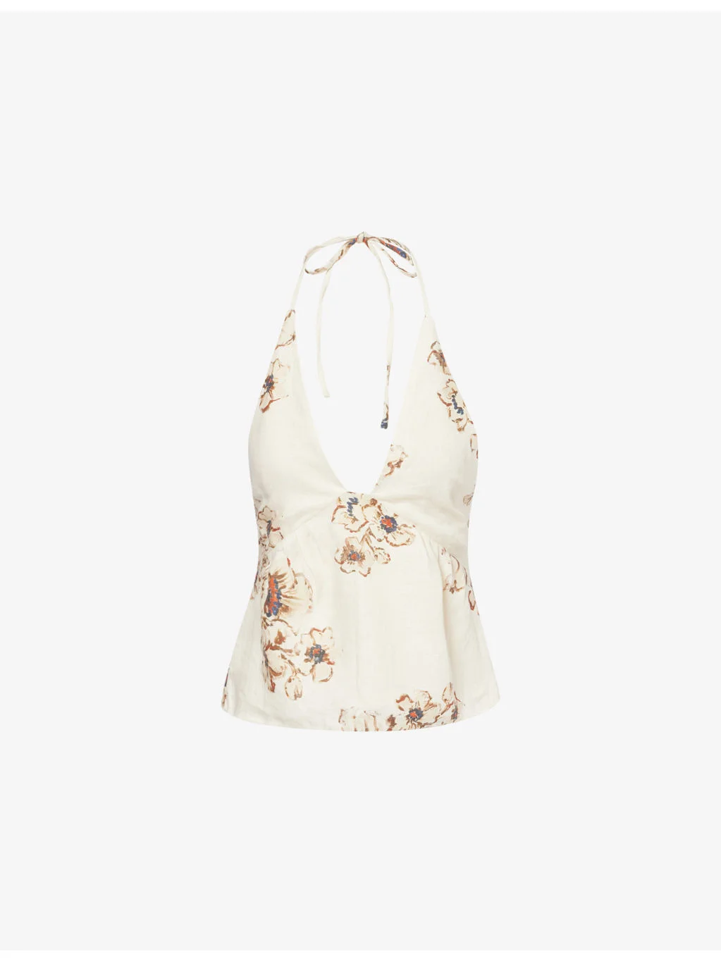 Freja Floral-Pattern Linen Halterneck Top - 1