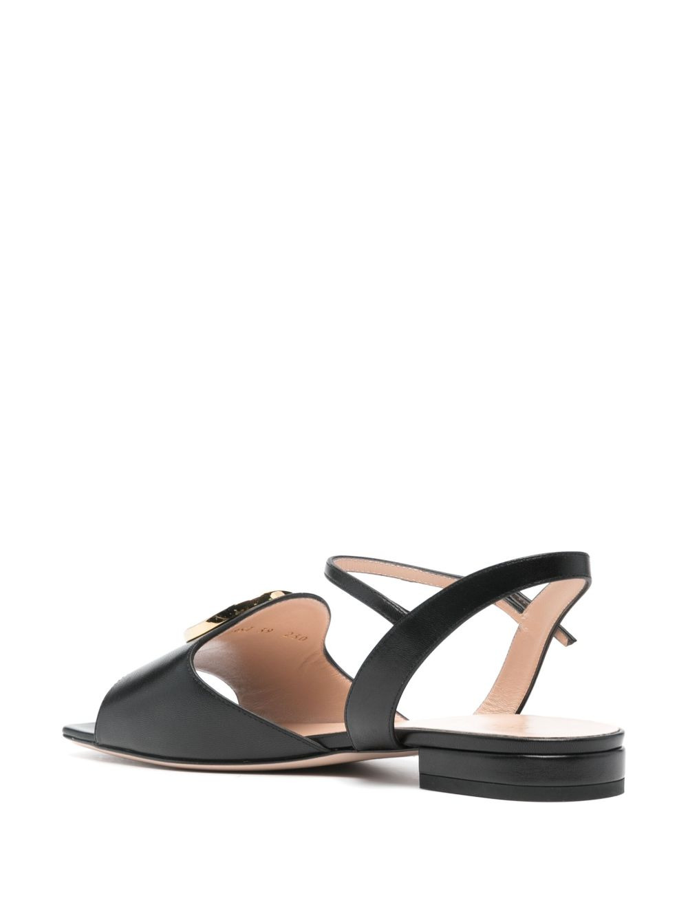 logo-plaque leather sandals - 3