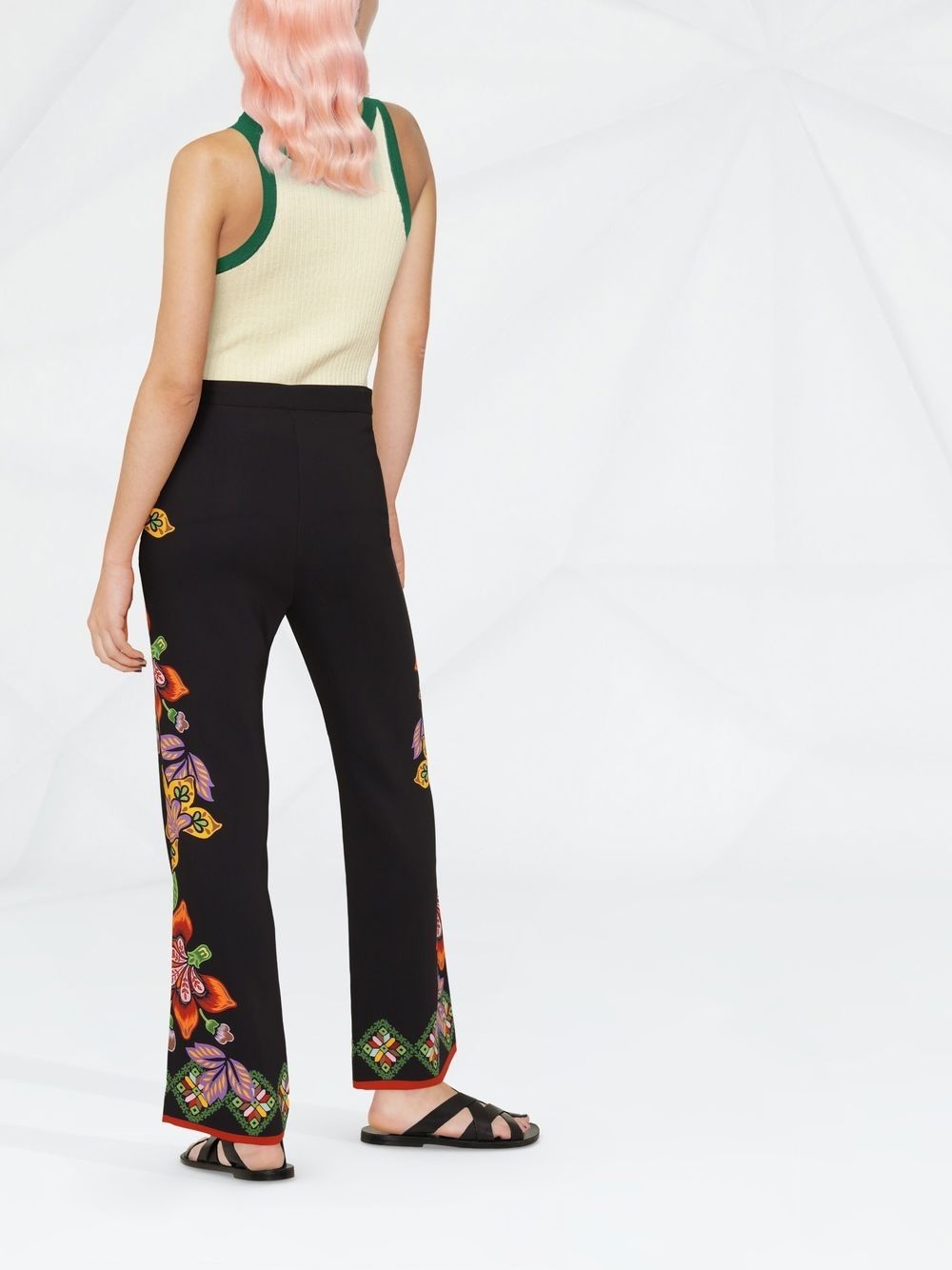 Stretch floral-print straight trousers - 3
