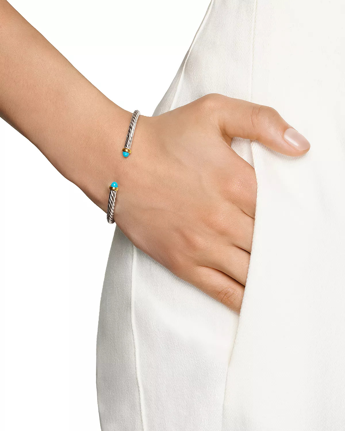 Sterling Silver & 14K Yellow Gold Cable Flex Bracelet, 4mm - 2