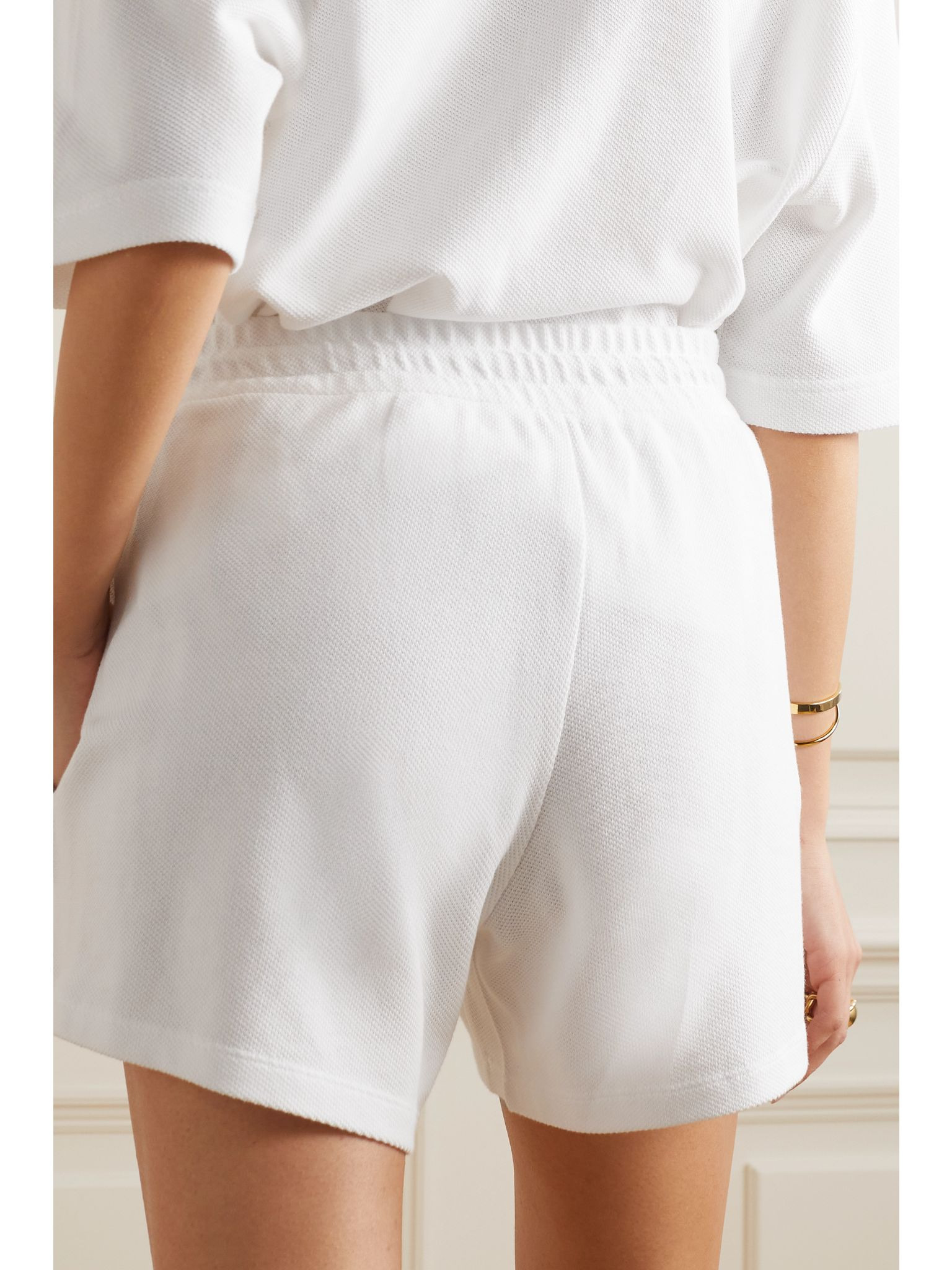 Printed cotton-piqué shorts White - 4
