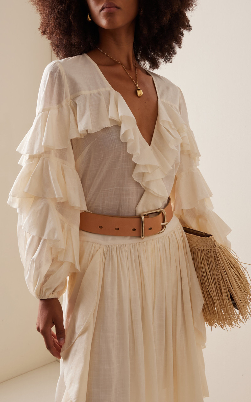 Zimmermann Acacia Ruffled Cotton Top ivory outlook