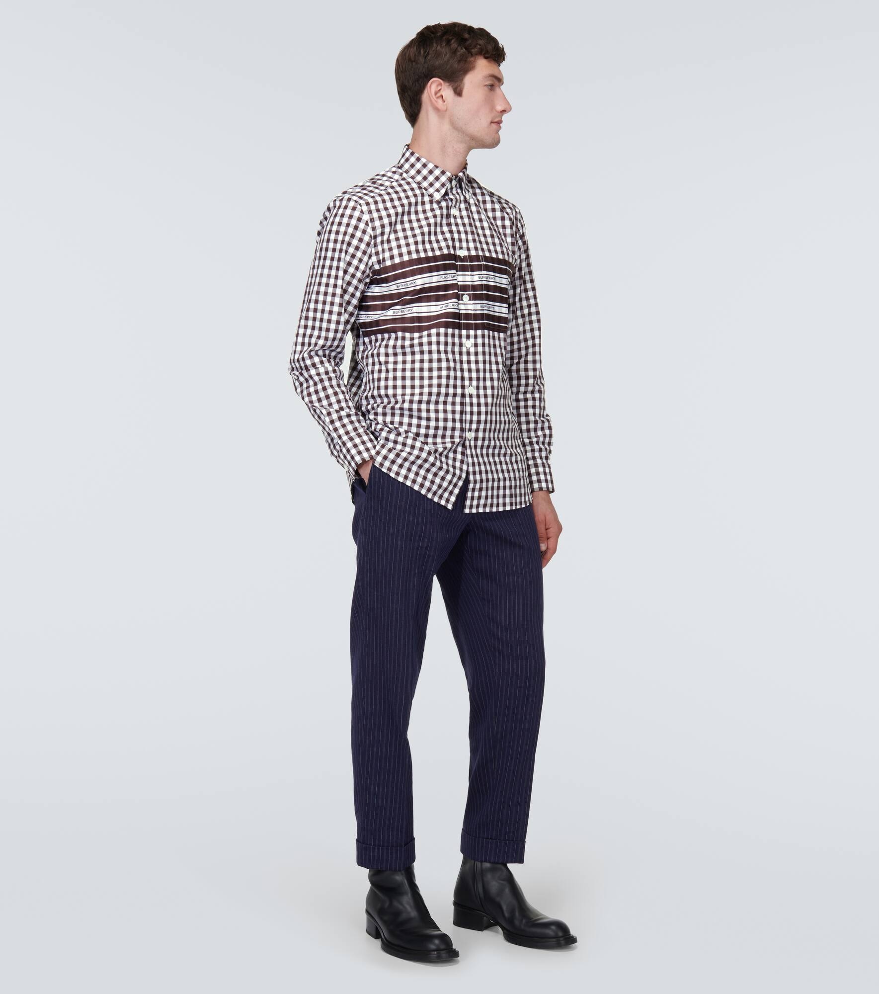 Logo checked cotton poplin shirt - 2