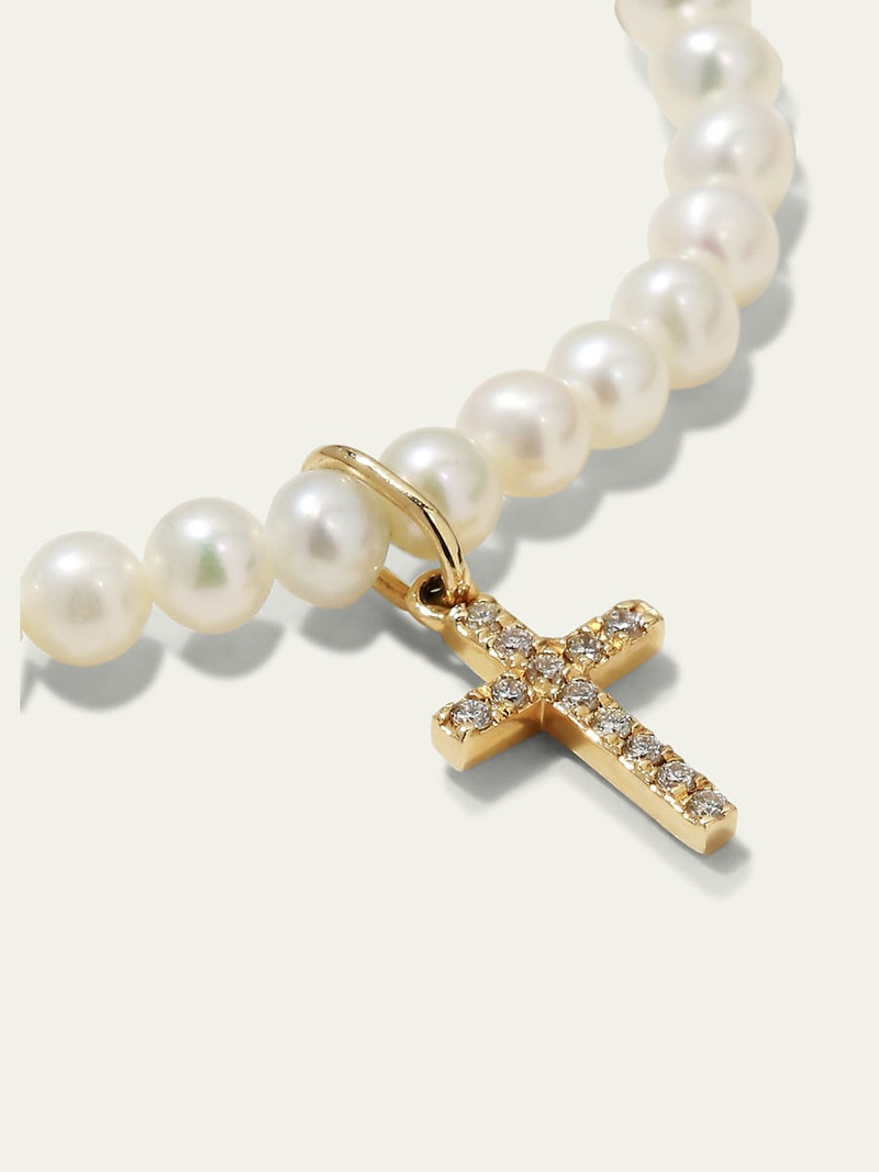 14k Diamond Cross & Pearl Bracelet 3